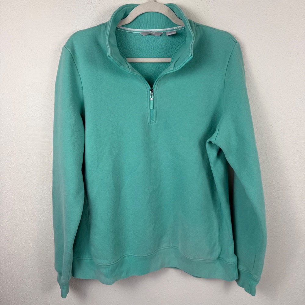 IZOD Golf Womens XL Mint Green Quarter Zip Pullover Fleece Sweatshirt Mock Neck